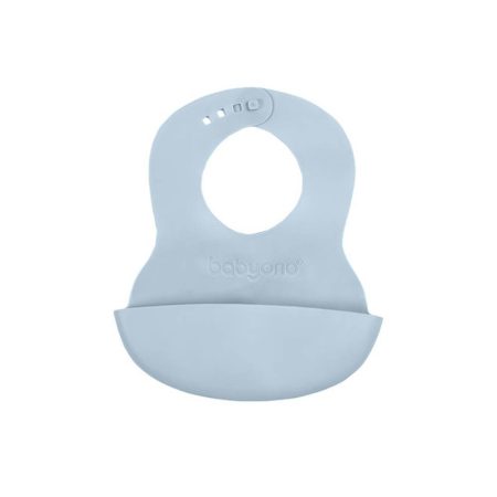 BabyOno Silikonski podbradak 6 m+, pastelno plava