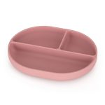 PETITE&MARS Silikonski ovalni tanjur s odjeljcima i vakuumom 6 m+ Take&Match, Dusty Rose