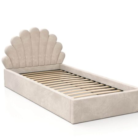 Tapecirani dječji krevet 90x200 s okvirom školjka